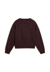 Felpa corta color bordeaux con maniche lunghe, caratterizzata da un grande logo "Vans" cucito sulla parte posteriore in un colore a contrasto. Tessuto morbido.