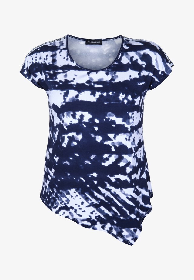 SHIRT MIT ZIPFELSAUM - T-shirt con stampa - marine
