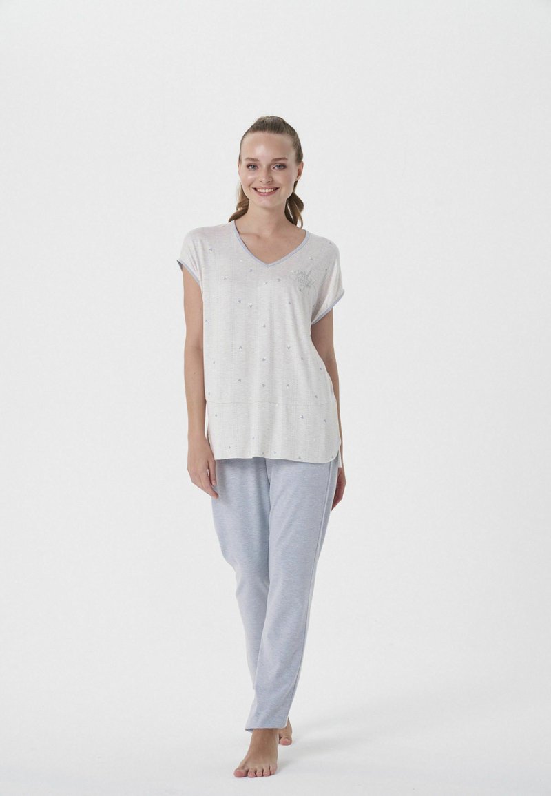 Damen Nachthemden | Achelia FEYZA Nachtwäsche Set blue, taupe/blau - LV30764 Damen Nachthemden | Achelia FEYZA Nachtwäsche Set blue, taupe/blau - LV30764