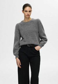 Selected Femme SLFLULU O-NECK NOOS - Pulóver - medium grey melange