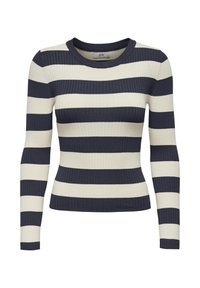 JDYPLUM O-NECK  - Stickad tröja - sky captain stripes:w eggnog stripes