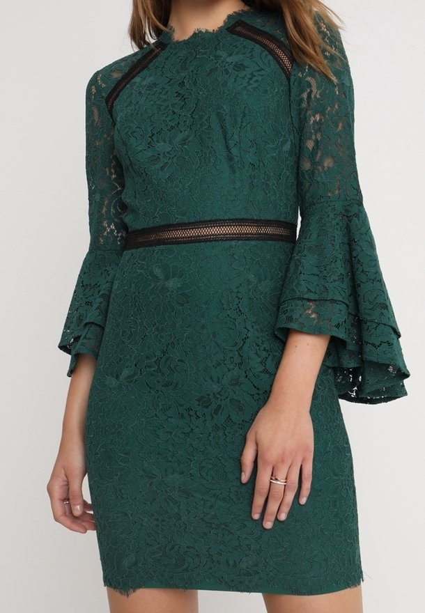 slim fit dress slacks Cosette Black Bardot Lace Frill Mini Dress main image 0