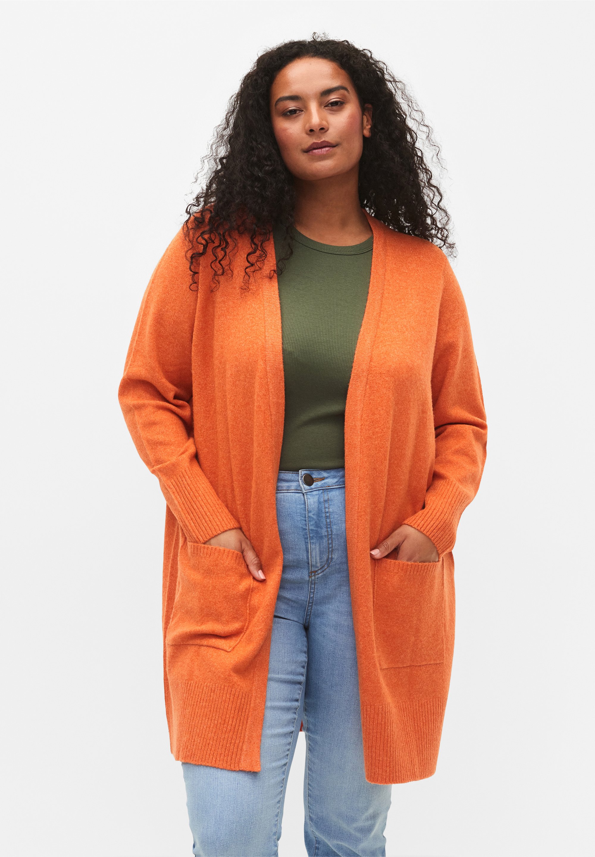 Zizzi WITH POCKETS - Gilet - m orange w white mel/orange - ZALANDO.FR