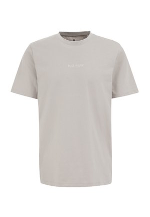 Világosszürke pamut póló rövid ujjal, kerek nyakkivágással, és "BLUE RIDGE" felirattal fehér színben elöl. Puha tapintású.