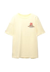 PULL&BEAR FLOWER GRAPHIC - T-shirt imprimé - light yellow