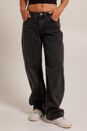 RELAXED FIT - Jean flare - washed black