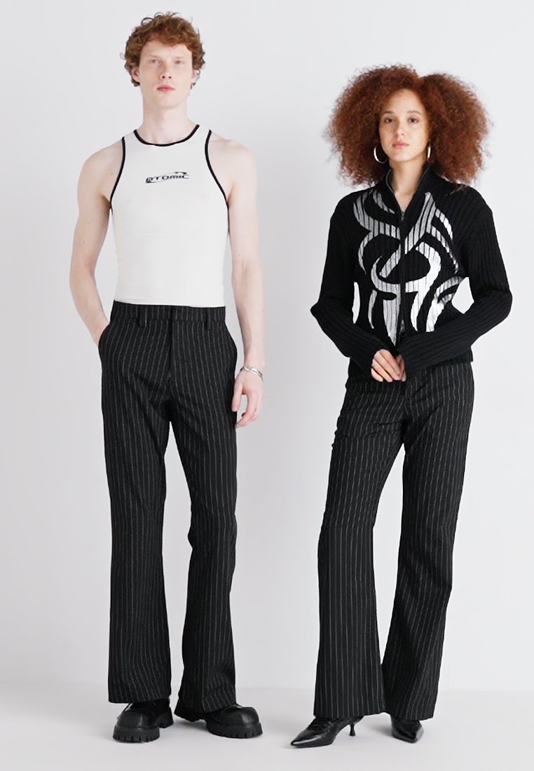 スーツ JADED LONDON Black Pinstripe Suit Pants Stacked Bootcut Suit Pants | Jaded London | Clothing