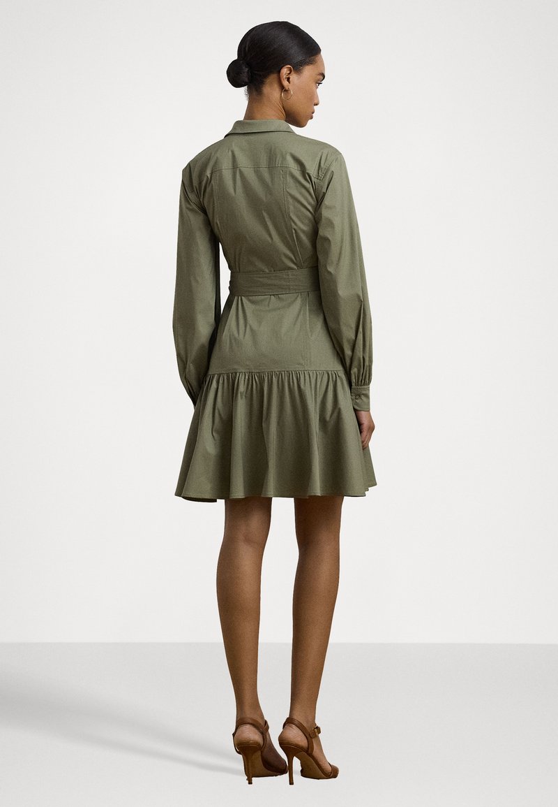 Lauren Ralph Lauren BELTED COTTON BLEND SHIRTDRESS - Shirt dress - sage  green/light green - Zalando