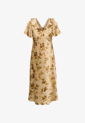 Kaffe Curve, KCJAMIE FRILL - Ballkleid - dusty champagne brown flowers