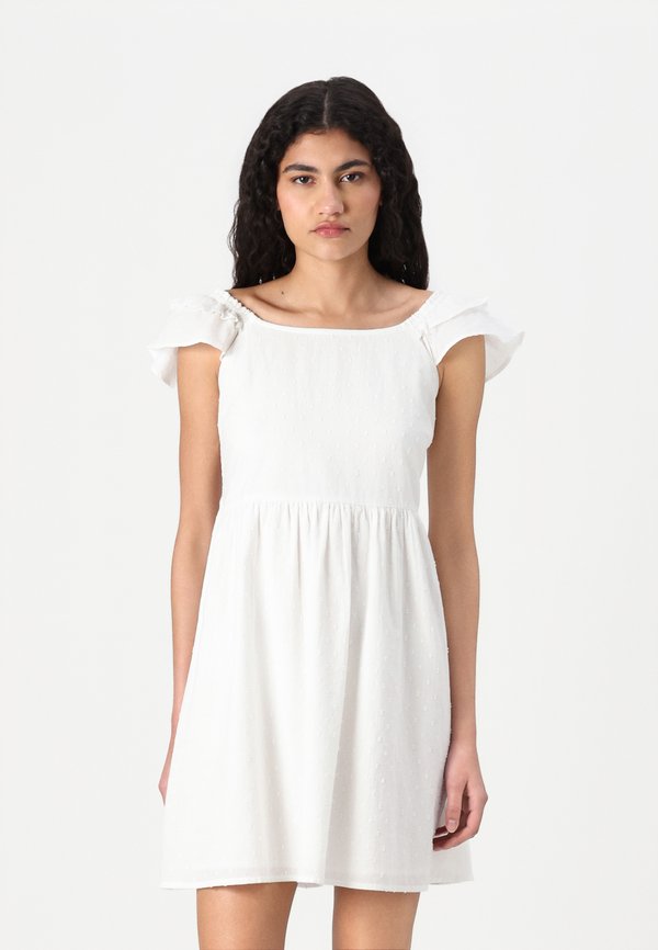 ONLDEFFIE DOBBY SHORT DRESS - Day dress - cloud dancer