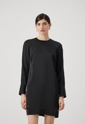 SHINY MINI SHIFT DRESS - Day dress - black