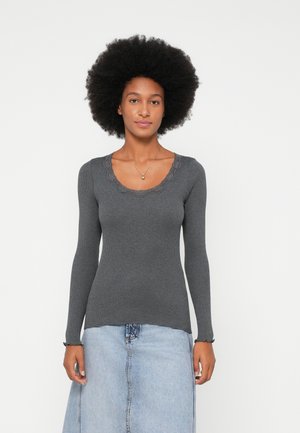 BABETTE U NECK - Tops ar garām piedurknēm - dark grey melange