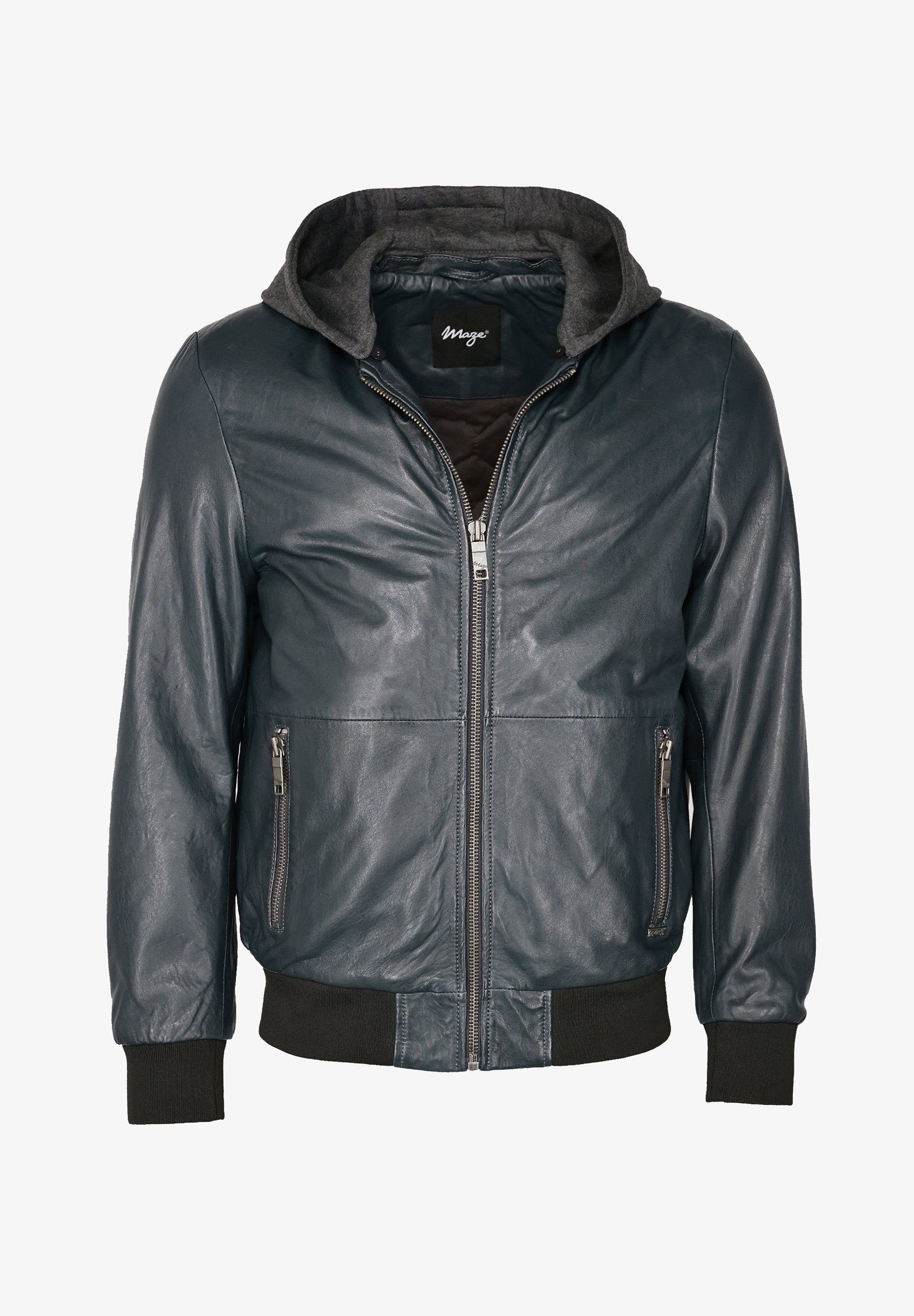 Maze Lederjacke black/black denim