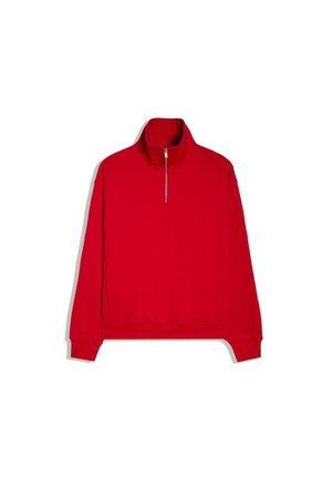Bershka, HIGH NECK ZIP-UP - SWEATSHIRT - Felpa - red