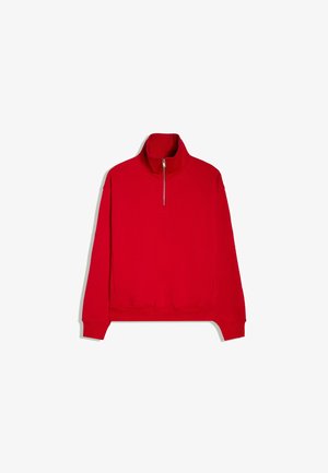 Bershka, HIGH NECK ZIP-UP - SWEATSHIRT - Felpa - red