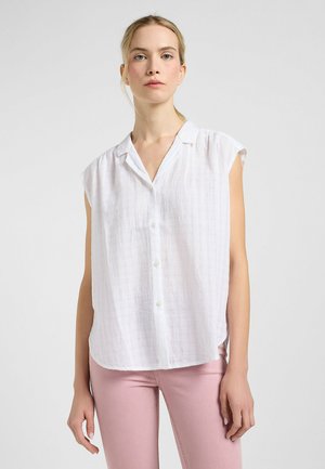 CAP SLEEVE - REGULAR FIT - Button-down blouse - bright white