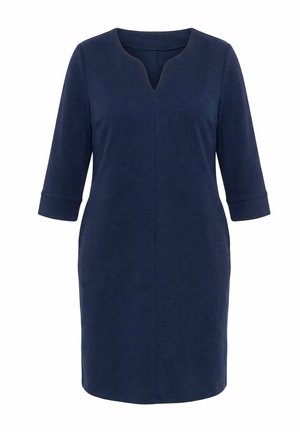 Ulla Popken, KLEID, STRUKTUR, TUNIKA-AUSSCHNITT, 3/4-ARM - Vestido informal - marine