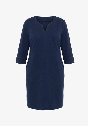 Ulla Popken, KLEID, STRUKTUR, TUNIKA-AUSSCHNITT, 3/4-ARM - Freizeitkleid - marine