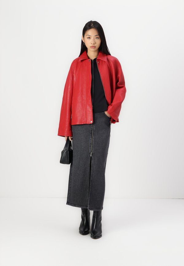 SANOK JACKET - Leather jacket - scarlet sage4