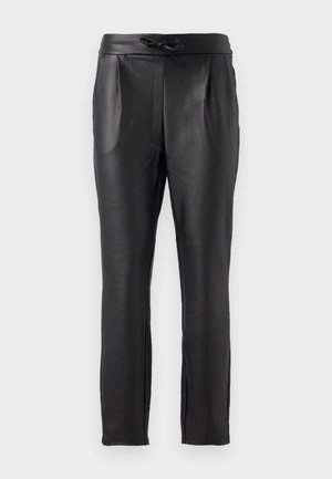 Vero Moda VMEVA LOOSE STRING COATED - Trousers - black