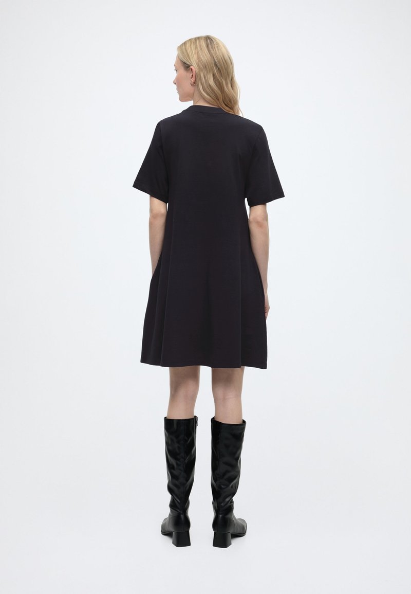 smock black dress Natural Linen Loose Dress - Relaxed Fit Dress For Summer - Vacation Linen Dress - Pure Black