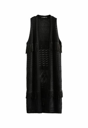 LONGLINE FRINGE - Kardigán - black