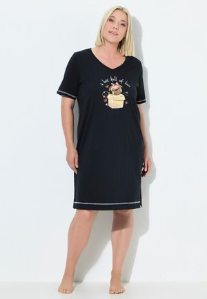 Ulla Popken GRAPHIC SHORT SLEEVE V-NECK - Camicia da notte - black