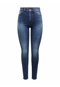 Lieknos mėlynos džinsai iš tamsaus džinsinio audinio su lygiu paviršiumi. Dėl įtaigaus juosmens, priekinės kišenės ir minimalios siuvimo detalės.