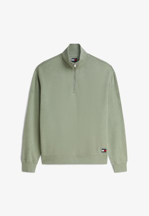 Tommy Jeans, WAFFLE LABEL HALF ZIP - Sweatshirt - spring olive