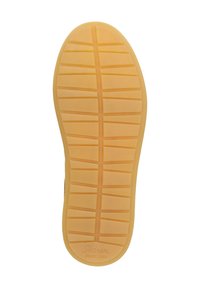 Gummisohle in Beigefarbton, mit strukturiertem Oberflächenmuster für guten Halt und ausgeprägten Profilmustern. Größe 37 ist auf der Sohle eingestanzt.