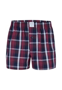 Boxer shorts con un motivo a quadri rosso, blu navy e bianco, cintura elastica, chiusura a bottone e morbido materiale in cotone.