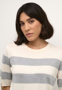 Kaffe LIZZA STRIPED - Tričko s potlačou - grey mel white bold stripe
