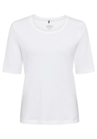 Witte katoenen t-shirt met een ronde halslijn, korte mouwen en een rechte zoom. Kenmerkt zich door minimale naden en een klein logo van het merk aan de zijkant.