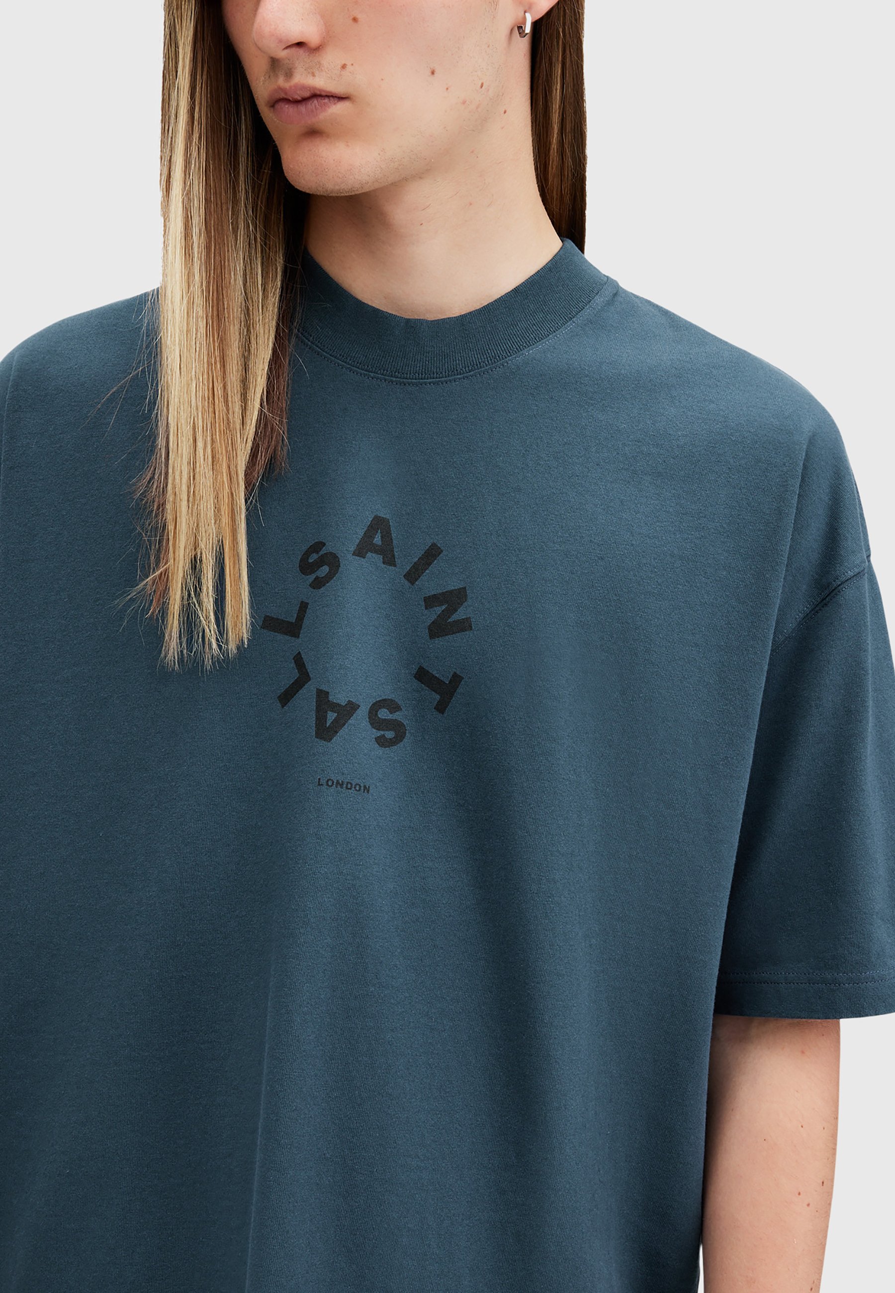 AllSaints TIERRA CREW - Print T-shirt - machine blue/dark