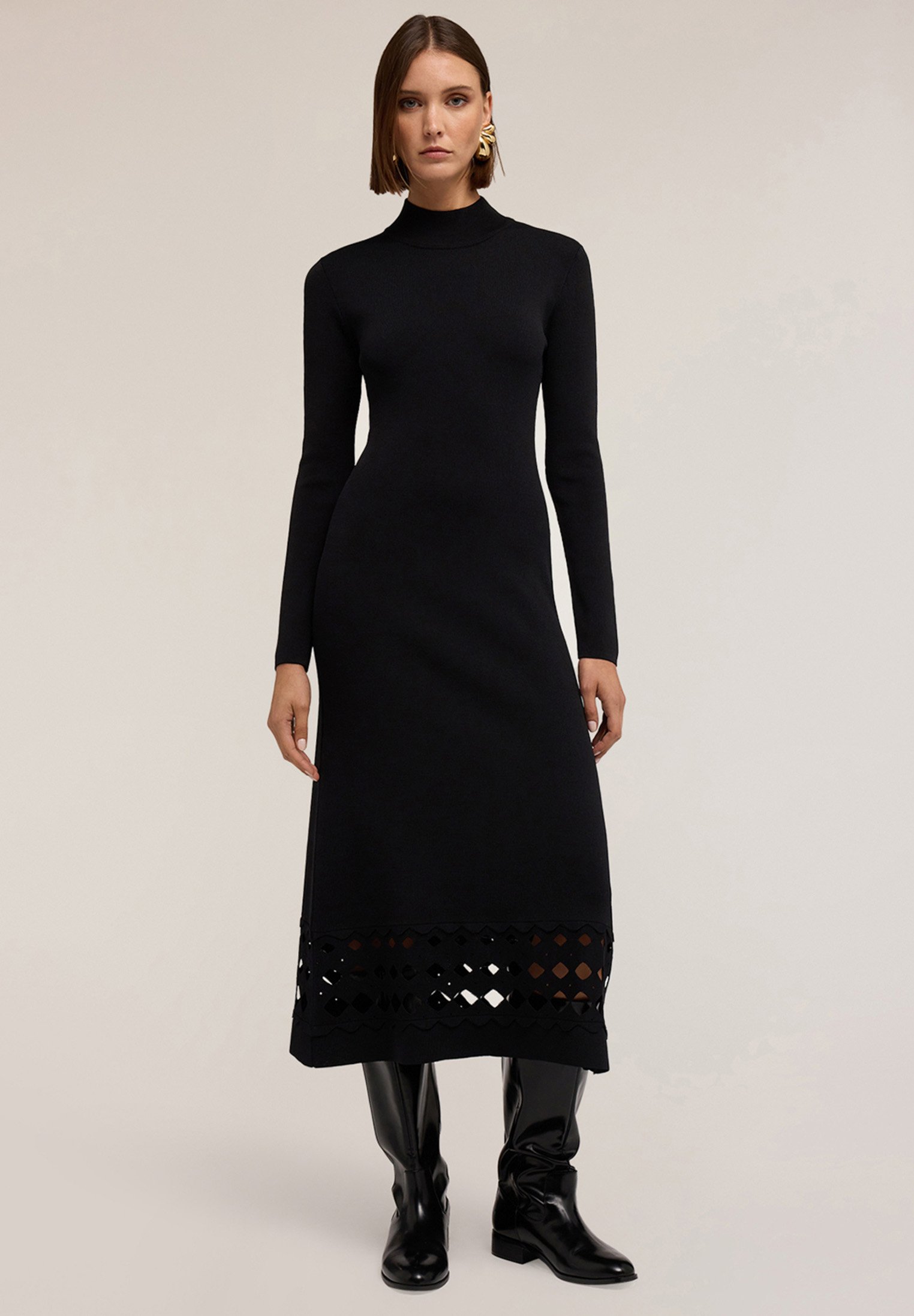 Midi Vestidos De Punto Zalando Motivi Vestido De Punto Nero/negro