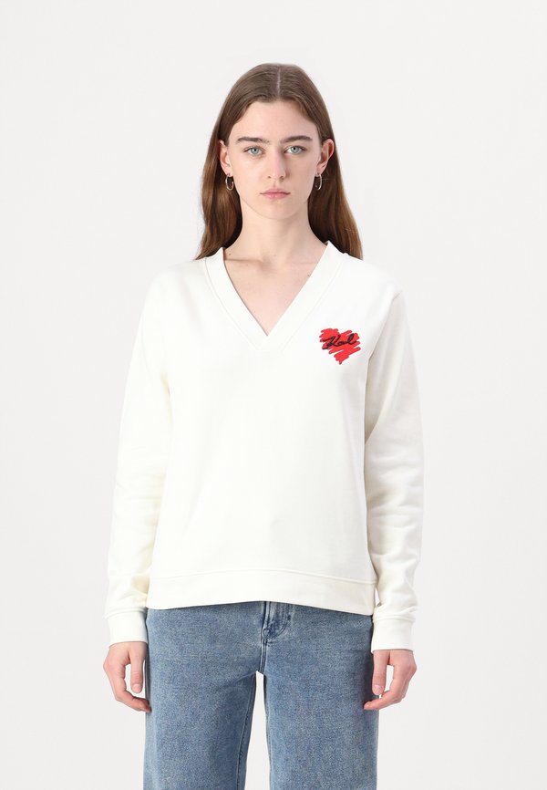 HEARTS V NECK - Sweatshirt - cannoli cream
