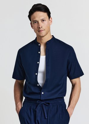 CAMICIA COREANA MISTO LINO - Shirt - blu navy