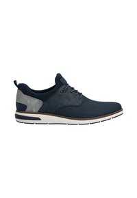 Lässiger Sneaker in Marineblau und Grau mit weißer Sohle, Schnürdesign und gepolstertem Kragen für zusätzlichen Komfort.