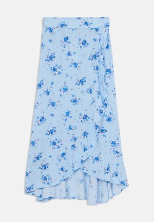 SKIRT MIDI WITH WRAP - Wrap skirt - light blue