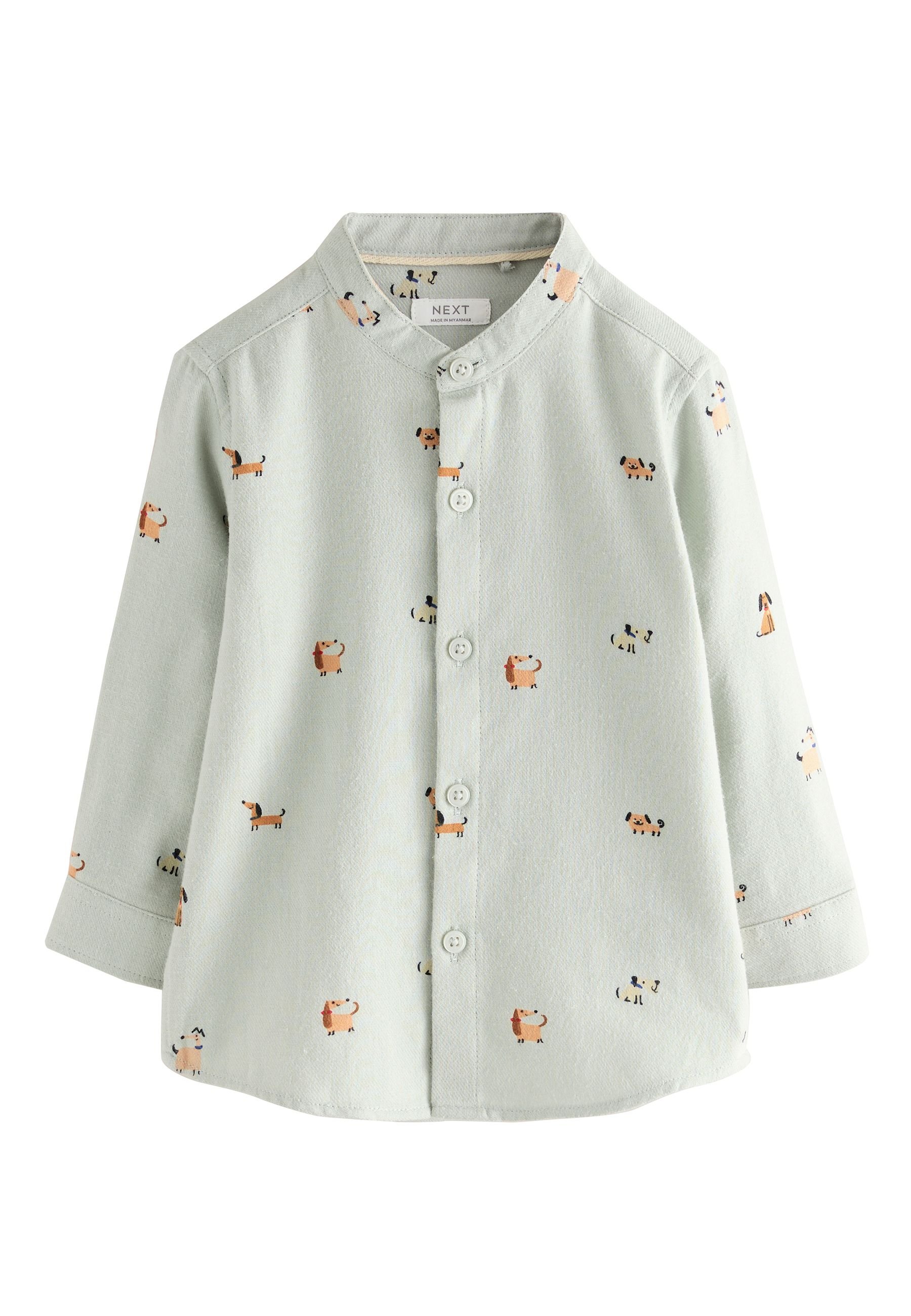 REGULAR FIT LONG SLEEVE GRANDAD COLLAR ALL OVER PRINT CHARACTER - Cămașă - mint green dog