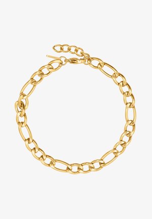 Bracelet en chaîne en or avec des maillons ovales allongés au fini poli ; sécurisé par un fermoir à lobster et une chaîne extensible ajustable.