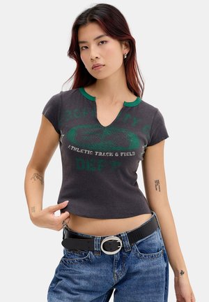 BDG Urban Outfitters, SPORTY V NECK BABY TEE - Μπλουζάκι με στάμπα - grey