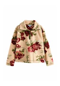 Vesta od flisa - pink floral print