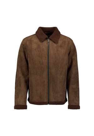 NO EXCESS, SUEDE LOOK JACKET - Imitatieleren jas - dark brown
