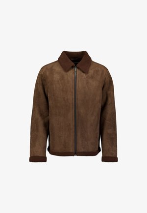 NO EXCESS, SUEDE LOOK JACKET - Imitatieleren jas - dark brown