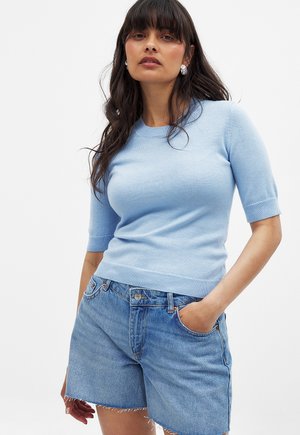 LOW WAIST RAW HEM  - Farkkushortsit - light blue