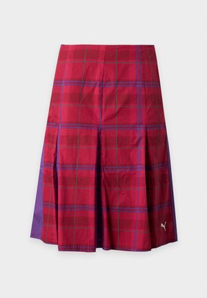 Puma, PLEATED TARTAN WOVEN MIDI SKIRT - Πλισέ φούστα - garnet glow