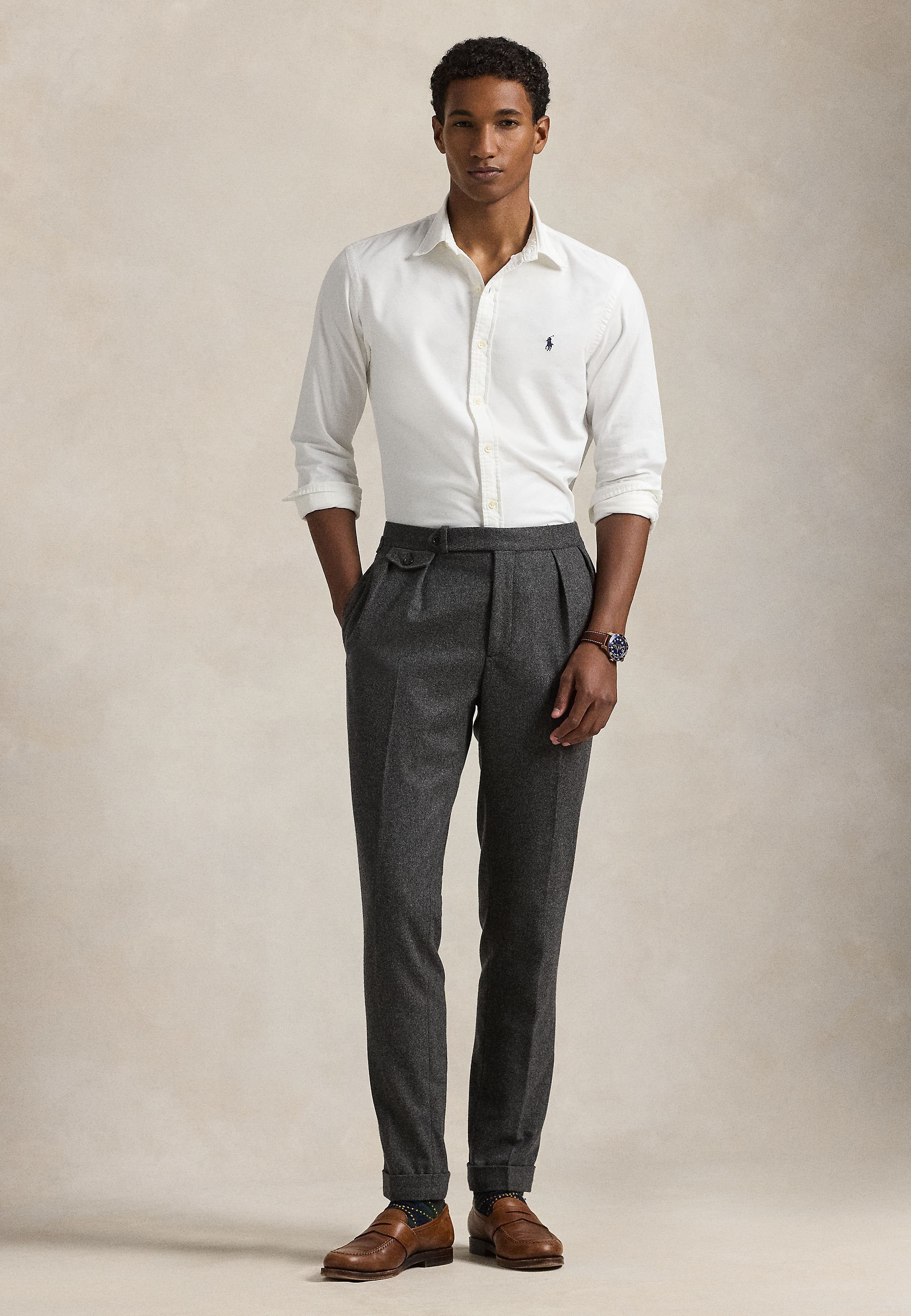 Polo Ralph Lauren SLIM FIT OXFORD SHIRT - Cămașă - white/alb