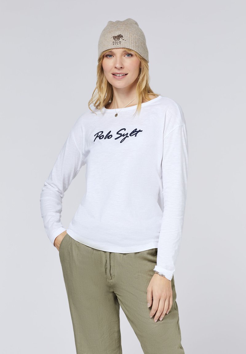 Polo Sylt MIT GESTICKTEM LOGO-SCHRIFTZUG - Long sleeved top - bright white