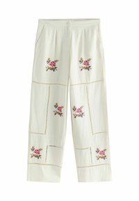 Next EMBROIDERED WIDE LEG - Püksid - white